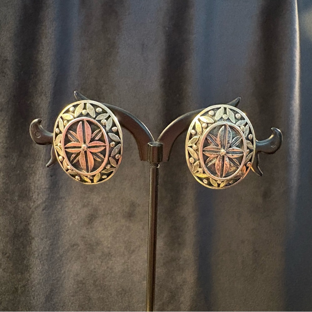 Sunstone Imports Sterling Floral Clip-on Earrings